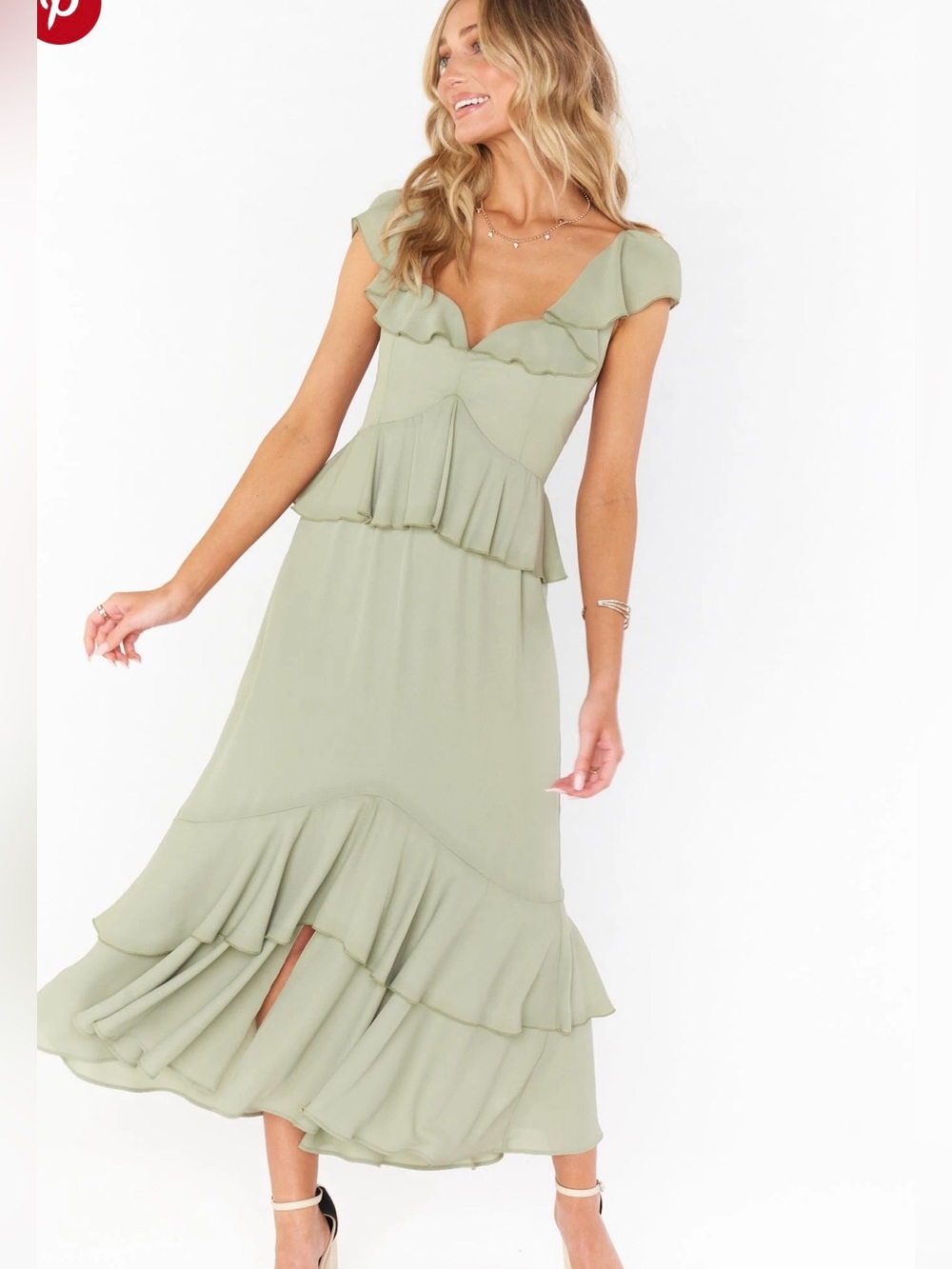 Sage Ruffle Midi Dress - Show Me Your Mimi